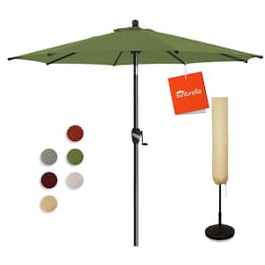 9 ft. Aluminum Market Umbrella Outdoor Patio Umbrella with Tilt Crank and Cover in Grass Green Sunbrella