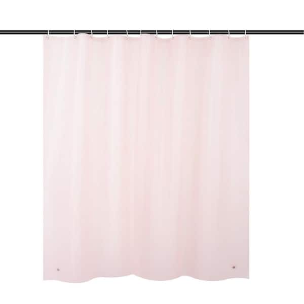 Raystar 70 in. x 72 in. Pink Plaid PEVA Shower Curtain with Hook
