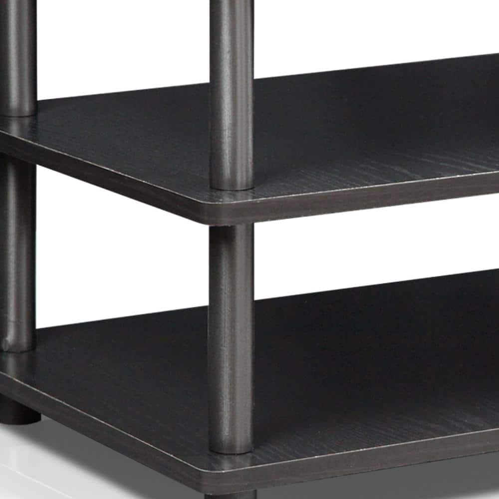 Easy Assembly 3-Tier Corner TV Stand in Black Wood