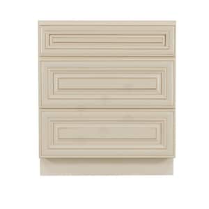 Princeton Assembled 12 in. x 34.5 in. x 24 in. Base Cabinet with 3-Drawers in Creamy White Glazed