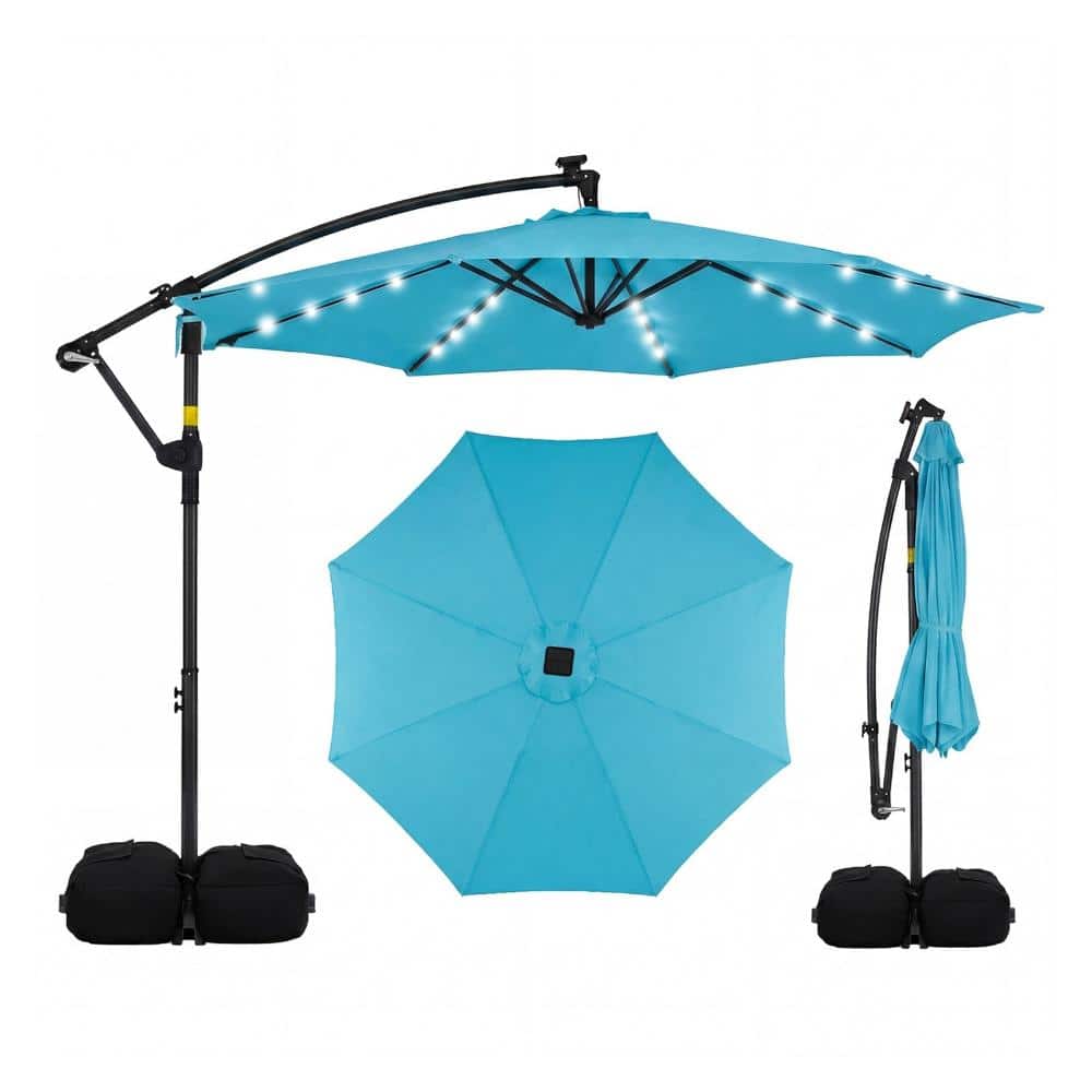 10 ft. Polyester and Metal Cantilever Patio Umbrella with 360 Degree Rotation, Crank Lift, Cross Base, Turquoise price history on PriceWatchPro