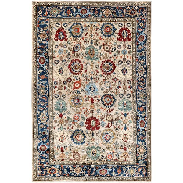 Serapi Ivory 6 ft. x 9 ft. Tribal Wool Indoor Area Rug