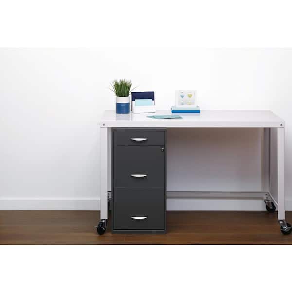 Space Solutions 18 in. D 3-Drawer Metal Letter Width 14.25 in. W Vertical File Cabinet File-File-Pencil, Charcoal