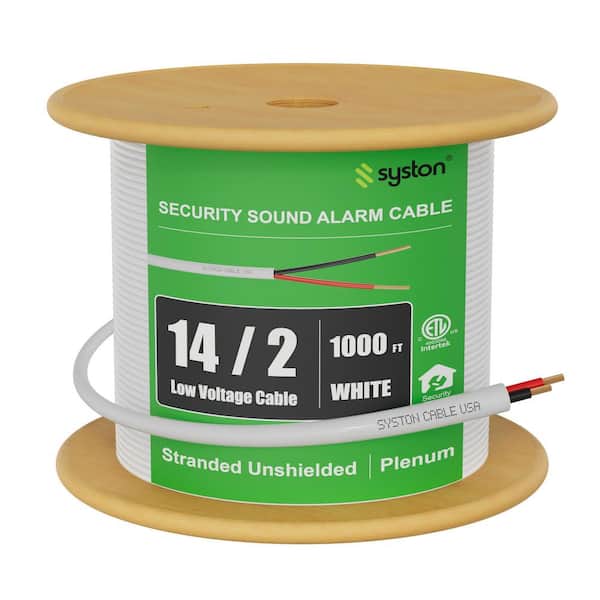 1000 ft. 14/2 White CMP Unsheilded Stranded Copper Fire Security Burglar Station Sound Alarm Control Wire Indoor/Outdoor