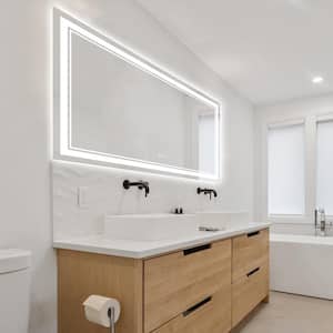 Odele 60 in. W x 36 in. H Large Rectangular Frameless Anti-Fog Wall Mount Bathroom Vanity Mirror in Silve