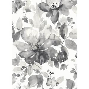 Inkwell Watercolor Flower Vinyl Peel and Stick Wallpaper Roll 30.75 sq. ft.