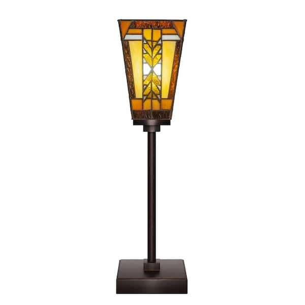 Unbranded Quincy 18 in. Dark Granite Accent Lamp with Glass Shade