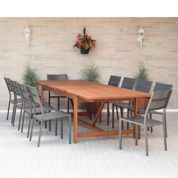 Amazonia Bryant 11-Piece Wood Rectangular Outdoor Dining Set