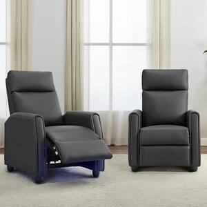 Toinette Black Push Back Recliner Chair with LED Lights, Heating and Massage