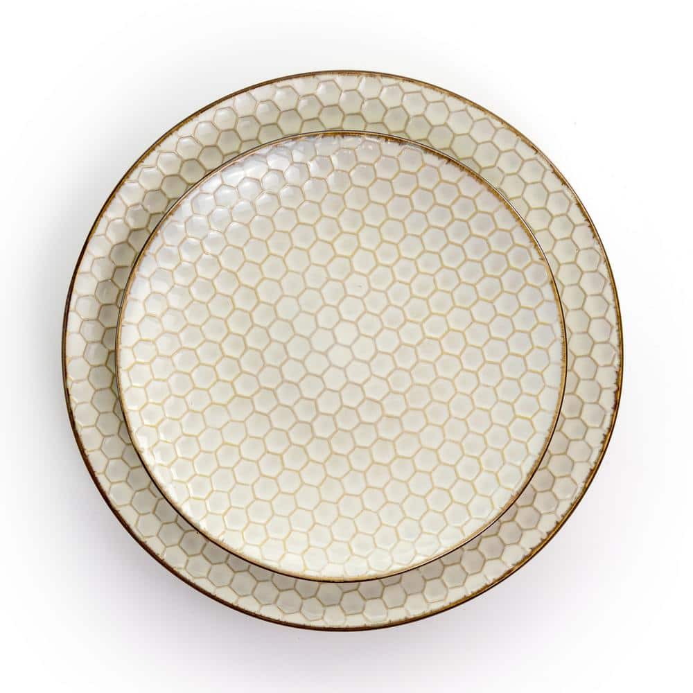 Honey Ivory Textured Ceramic 16-Piece Dinnerware Set