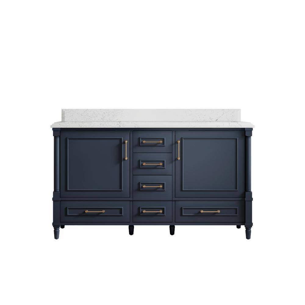 Hudson 60 in. W x 22 in. D x 36 in. H Double Sink Bath Vanity in Hale Blue with Cove Edge Empira Quartz Top price history on PriceWatchPro