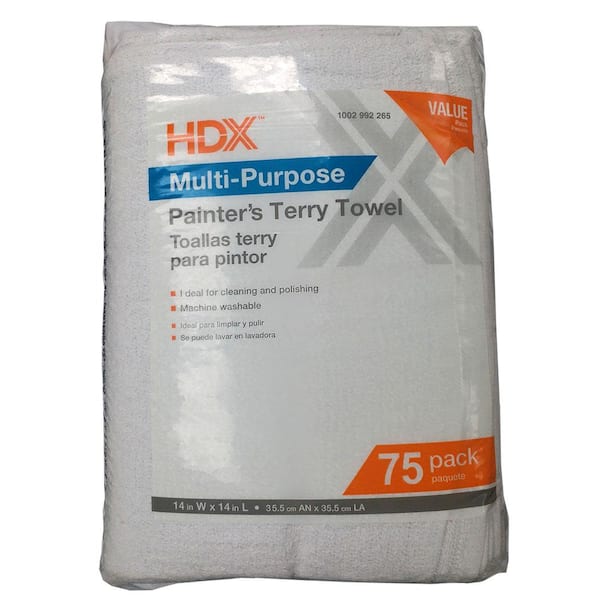 HDX 14 in. x 14 in. 19 oz. Terry Towels (75-Pack)