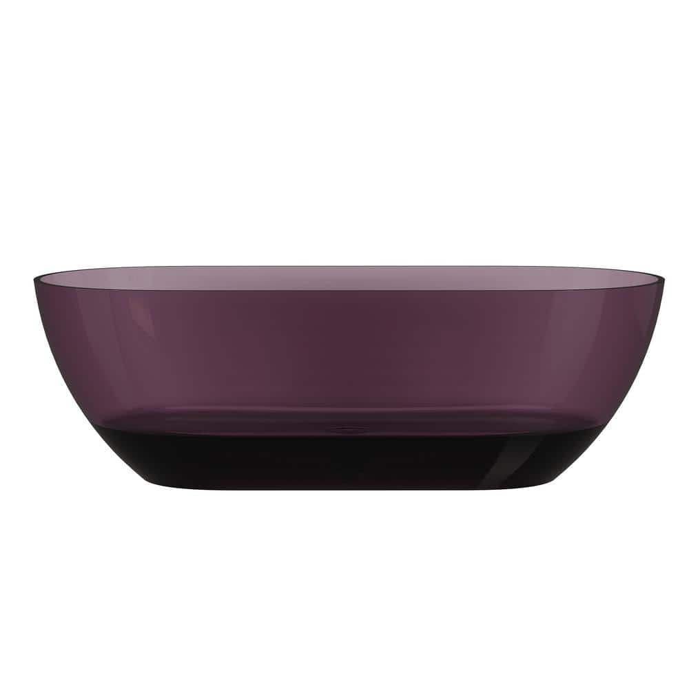 69'' Purple Transparent Resin Freestanding Soaking Bathtub