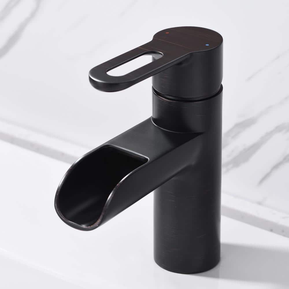 Oil Rubbed Bronze Single Handle Waterfall Bathroom Faucet