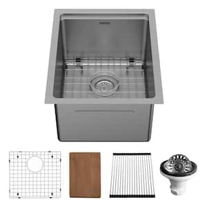 15 in. Undermount Single Bowl 16-Gauge Stainless Steel Workstation Kitchen Sink