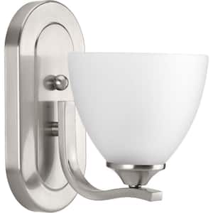 Laird Collection 1-Light Brushed Nickel Etched Glass Traditional Bath Vanity Light