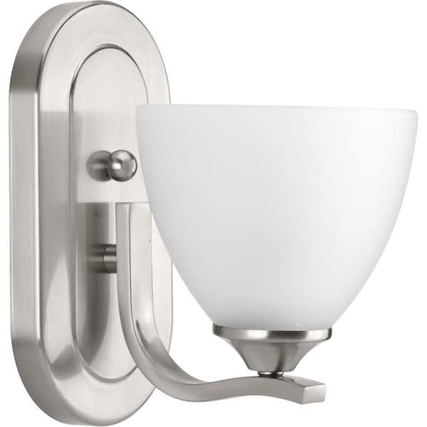 Progress Lighting Laird Collection 1-Light Brushed Nickel Etched Glass Traditional Bath Vanity Light