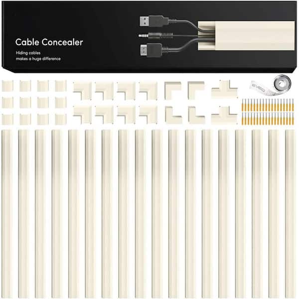 1.42 ft. Modern Cable Management Raceway, Connectors for Cord Cover (17 in. L x 0.95 in. W x 0.5 in. H), 18-Piece Beige