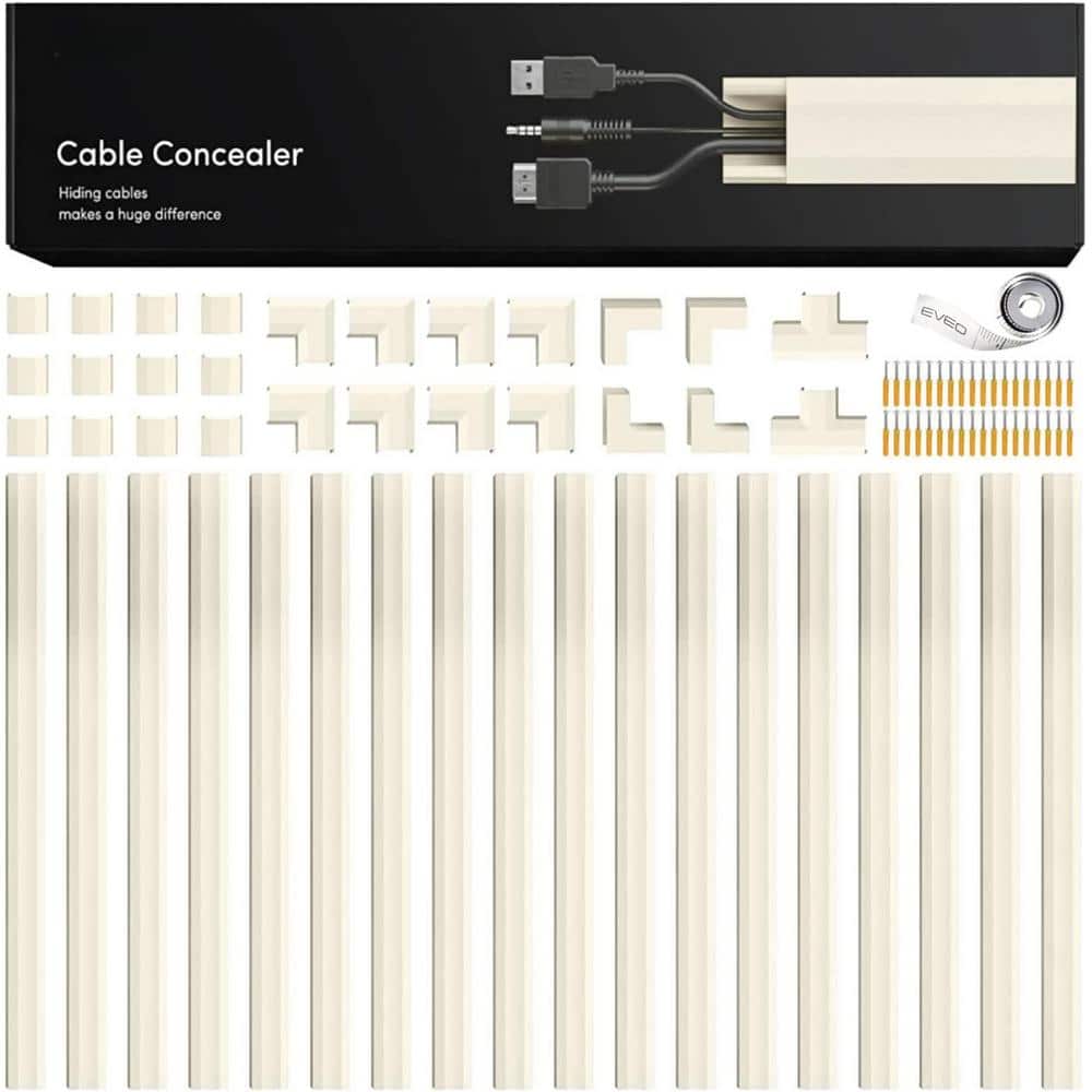 1.42 ft. Modern Cable Management Raceway, Connectors for Cord Cover (17 in.