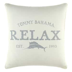 Relax Gray Graphic Cotton 18 in. x 18 in. Throw Pillow