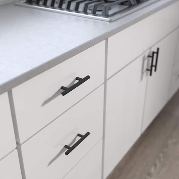 10-Pack Solid Bar 3 in. (76 mm) Modern Matte Black Cabinet Drawer Bar Pulls