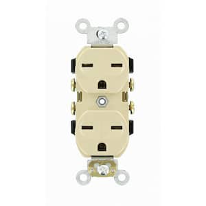 15 Amp Commercial Grade Canadian Self Grounding Duplex Outlet, Ivory