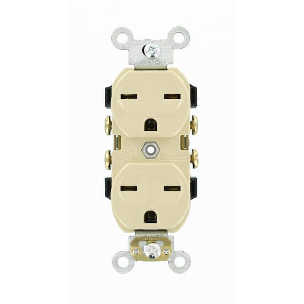 Leviton 15 Amp 250 V NEMA 6-15R Duplex Outlet/Receptacle, Ivory (1-Pack) 5028-I