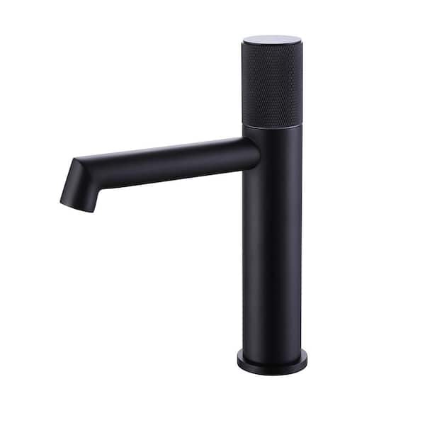 FLG Single Handle Single Hole Bathroom Faucet Modern Brass Bathroom Sink Basin Vanity Taps in Matte Black