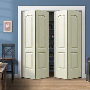 72 in. x 80 in. Caiman 2 Panel Vanilla Paint Hollow Core Molded Composite Closet Bi-Fold Double Door
