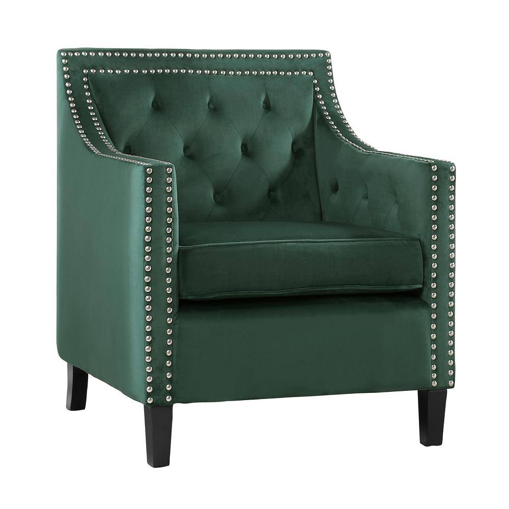 Ceylon Forest Green Velvet Tufted Back Accent Chair