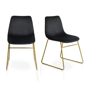 Batassel Black Velvet Upholstered Side Dining Chair (Set of 2)