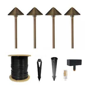 Low Voltage Cast Brass Conehead Bronze Path Light Expansion Kit (4-Pack)