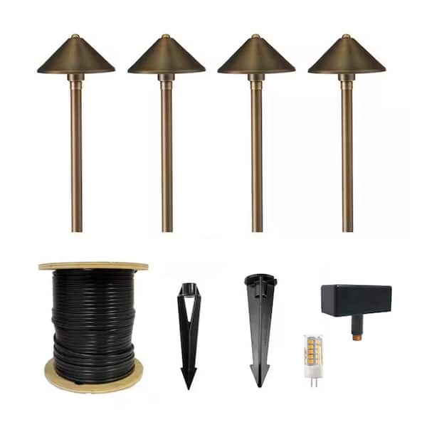 VOLT Low Voltage Cast Brass Conehead Bronze Path Light Expansion Kit (4-Pack)