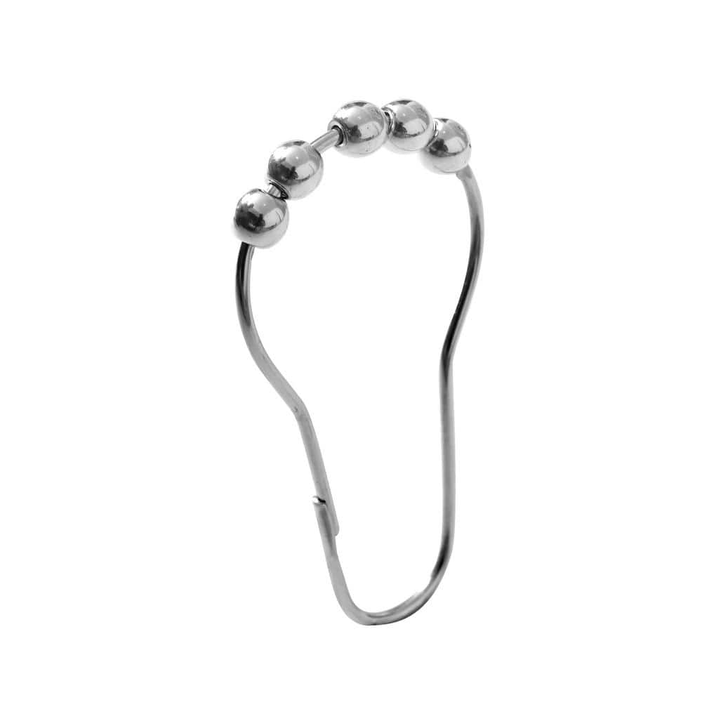 Silver Rust Resistant Double Glide Metal Shower Curtain Hook Rings Set