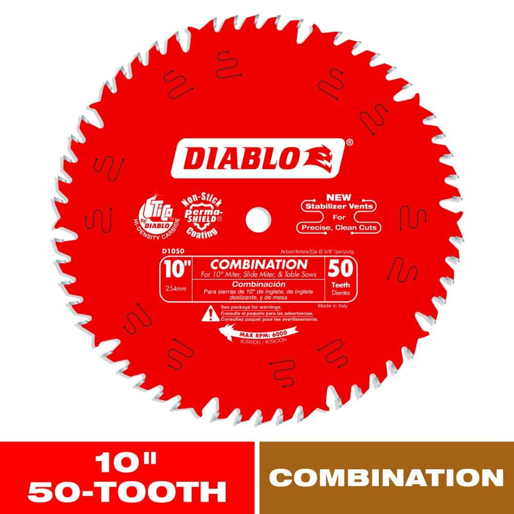 DIABLO 10 in. x 50-Tooth Combination Circular Saw Blade D1050X The Home  Depot