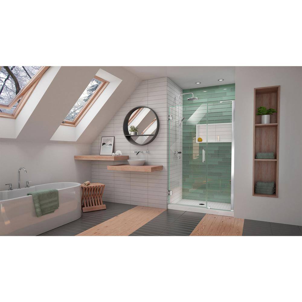 Unidoor-LS 43'' W x 72" H Frameless Clear Glass Shower Door with Black Hardware