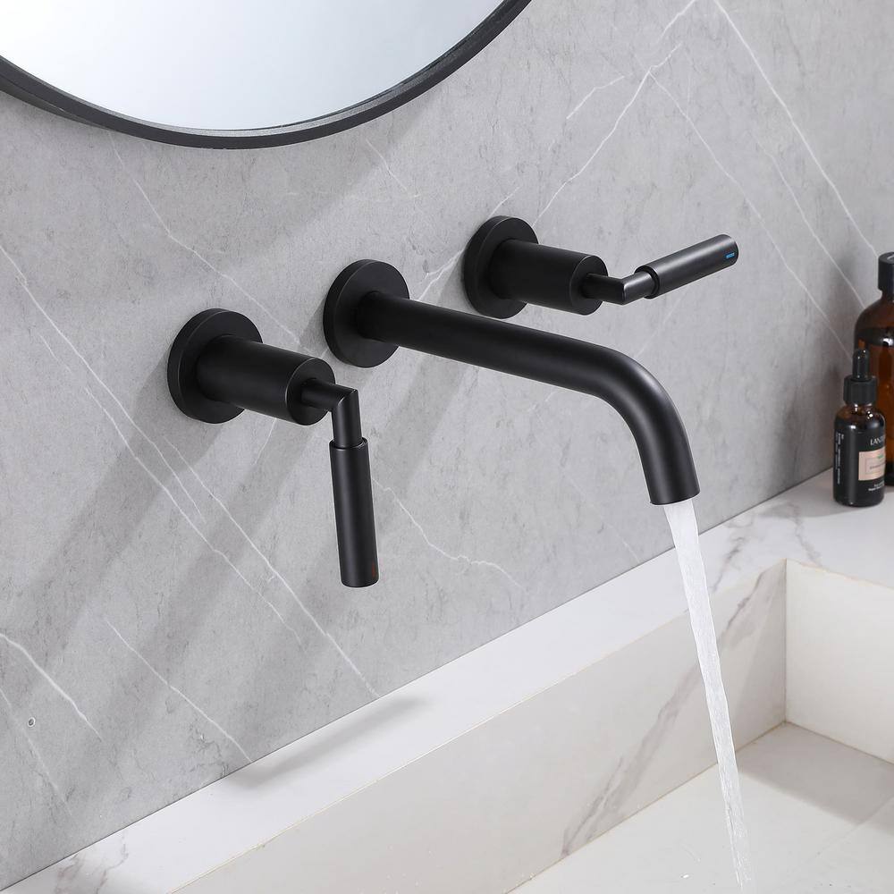 Matte Black Wall-Mounted Solid Brass Bathroom Faucet