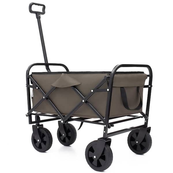 4 cu. ft. Steel-Frame Collapsible Utility Garden Cart Wagon with 3-Piece Liners and Expandable Storage