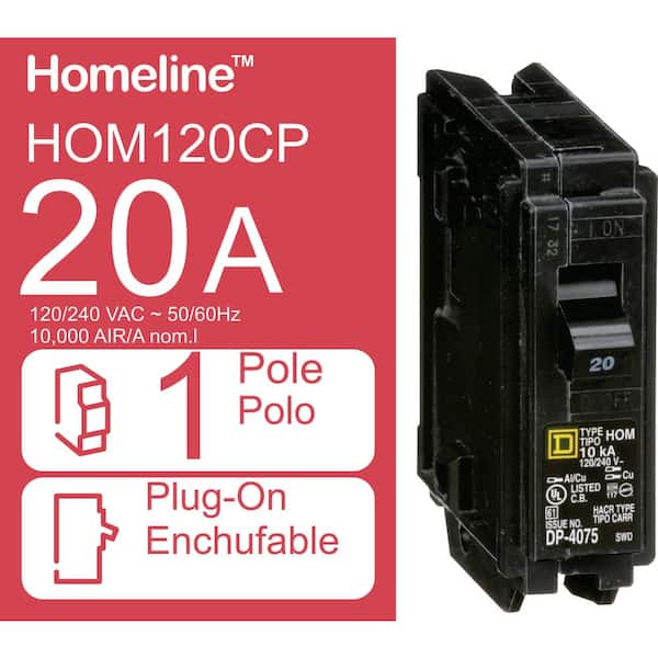 Square D - Homeline 20 Amp Single-Pole Circuit Breaker(HOM120CP)