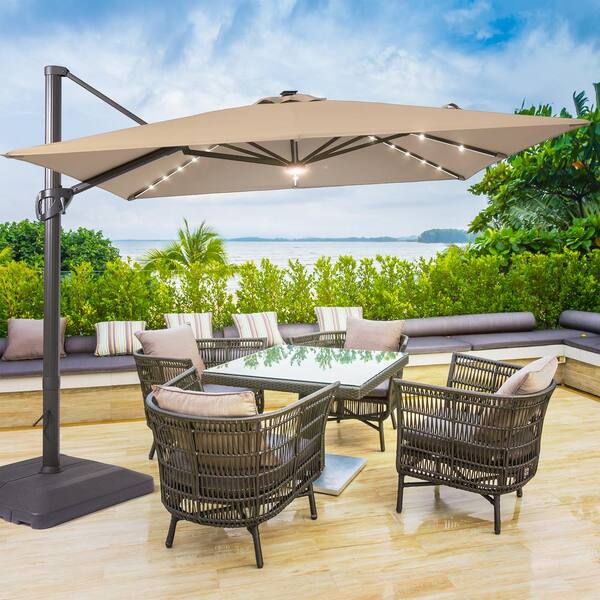 10ft solar led patio offset umbrella