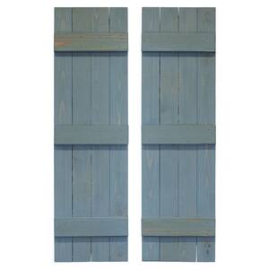 14 in. x 48 in. Board and Batten Traditional Shutters Pair Provincial Blue