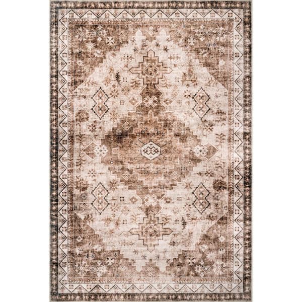 Jessamine Geometric Machine Washable Beige 6 ft. x 9 ft. Area Rug