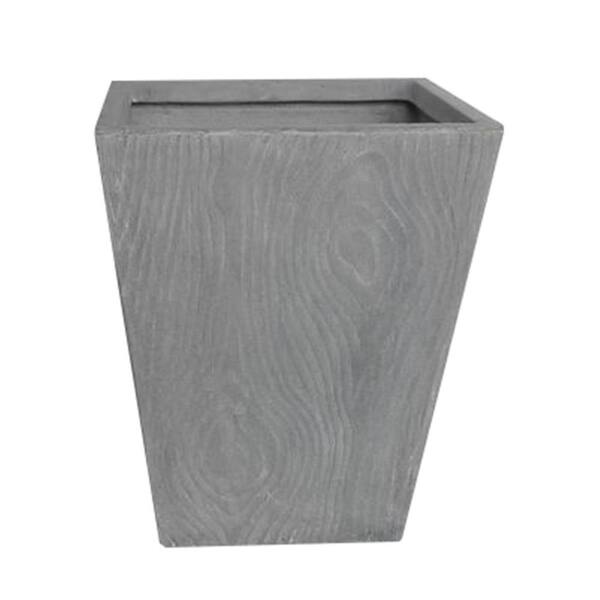 Napa 16 in. x 20 in. H Light Grey Wood Grain Tall Square Fiber-Clay Planter