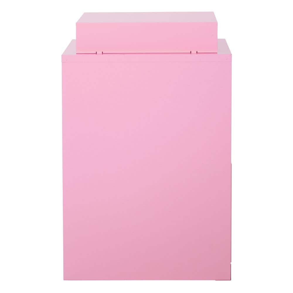 Pink 3-Drawer Lockable Metal File Cabinet with Top Shelf