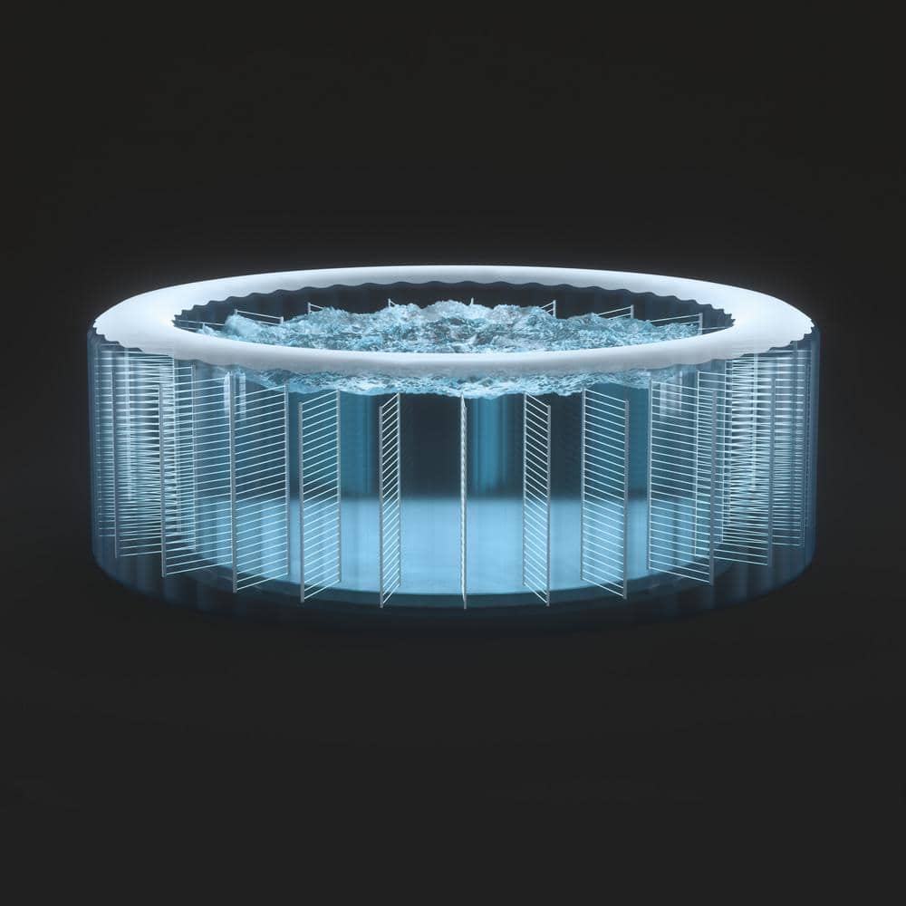 Intex PureSpa Plus 6-Person Inflatable Gray Hot Tub with LED Tray