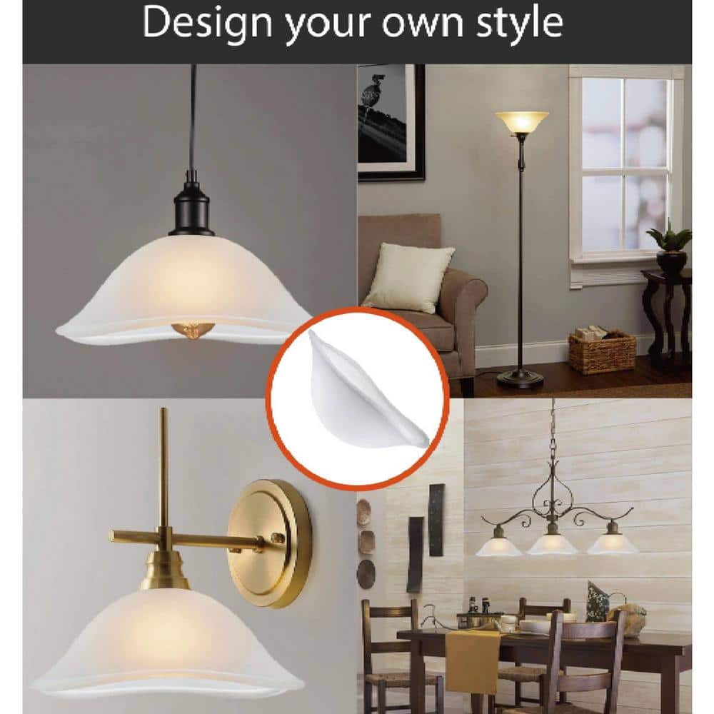 Frosted White Glass Bowl Pendant Shade, 9-7/8" Diameter