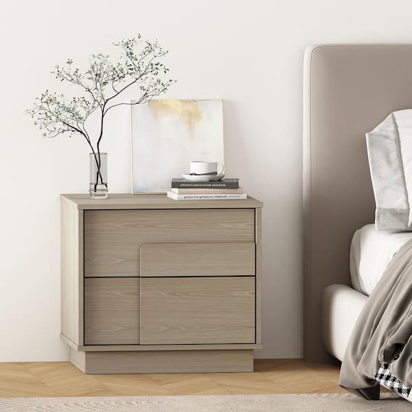 Horizon Modern Whitewashed Oak 2-Drawer 21.7 in. W Nightstand with SNAP Assembly-Tool-Free, Effortless Setup