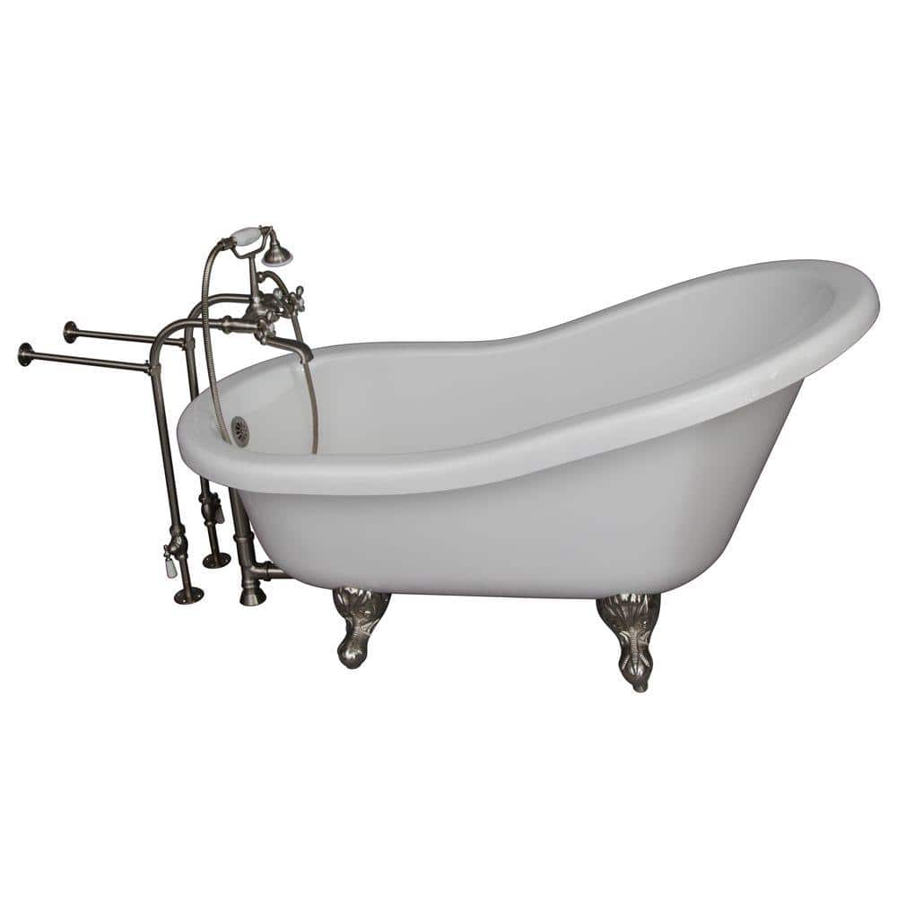 5 ft. Acrylic Ball and Claw Feet Slipper Tub in White with Brushed Nickel Accessories price history on PriceWatchPro