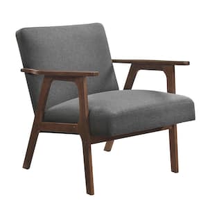 Lazzara Lewiston Dark Gray Textured Fabric Upholstery Accent Arm Chair ...