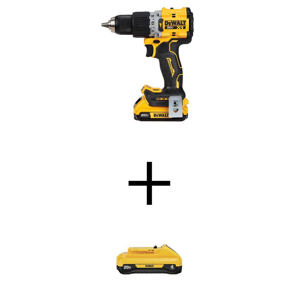 DEWALT 20-Volt Lithium-Ion Cordless Brushless Compact 1/2 in. Hammer Drill Kit with (2) 2.0Ah & (1) 4.0Ah Batteries and Charger -  DCD805D2WDCB240